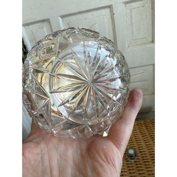 Antique 30's Vanity Jars Cut Crystal Floral Wallace Sterling Silver Tops Set 3 - Picture 5 of 16